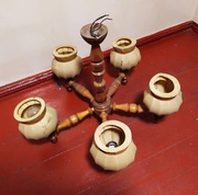 lampa żyrandol z materiałowym abażurek VINTAGE PRL