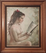 Obraz Talwiński Akt dziewczyny z czerwoną wstążką