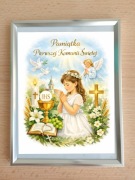 Pamiątka Pierwszej Komunii Świętej Ramka dedykowana Prezent dla dziewczynki