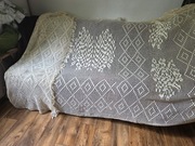 Piękna narzuta w kolorze écru bogaty wzór unikat