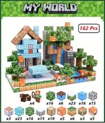 Klocki magnetyczne Minecraft Wioska Las 162 szt i 4 figurki Super cena!!!