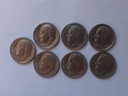 Zestaw 7 monet USA - One Dime (10 centów) - Roosevelt - Mennica D
