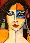 Obraz ręcznie malowany "Kobieta w abstrakcji"