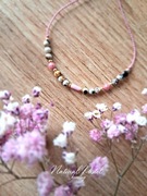 Bransoletka turmalin, rodonit, jaspis dalmatyński, rodochrozyt