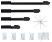 Zestaw 4 karniszy teleskopowych na klej 70–120 cm czarne