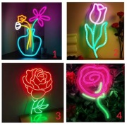 NEON KWIAT LAMPKA LED KWIATY USB DEKORACJA DO OGRODU DOMU NA BALKON RÓŻA 