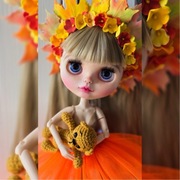 Wianek na głowę dla lalki –jesienna opaska kwiatowa – lalka korona kwiatowa