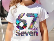 Koszulka dziecięca biała Six Seven 67 Steal a brainrot Roblox 116 - 128