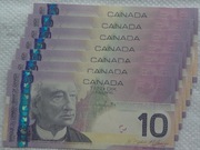 Kanada CAD $ 10 dolarów 2005 2008 P# 102Ae BABN Weterani wojny Stan 1 szt