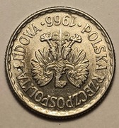 Destrukt 1 zł., złoty 1966 ODWROTKA i DOUBLE DIE. Piękna i bardzo rzadka.