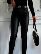 Spodnie skórzane woskowane push up elastyczne seksowne Stradivarius 36 