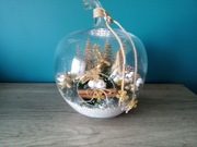 NOWOCZESNY STROIK W SZKLE BIAŁO ZŁOTY RENIFER choinka