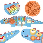 WOOPIE GREEN Drewniana Ścienna Tablica Manipulacyjna Dinozaur