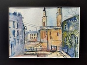 Akwarela +kredka, Architektura, Lublin, 20x28cm