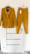Nowy garnitur marynarka dwurzędowa spodnie cygaretki musztardowy S Zara 