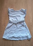 Letnia sukienka bawełniana błękitna haftowana falbanka Little Kids 110 boho