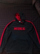 Nike Vintage 00s Hoodie Y2K Czarna z Czerwonymi Wstawkami Rzadka