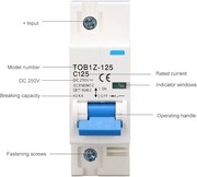 Wyłącznik DC 125A 10kA 250V 1P TOB1Z do instalacji PV