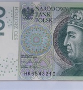 Banknot 100 złotych 2018. DRABINKA! Seria HK6543210. Ekstremalna rzadkość!