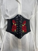 Gorset pas gorsetowy czarny z haftem viral hit wiązany goth gothic