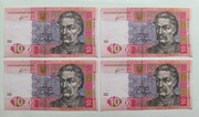 Ukraina, 10 hrywna 2011 roku, UNC, 4 szt 