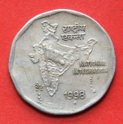 2 Rupie  1998  B  r  -   Indie   Mapa