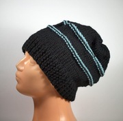 Czapka zimowa unisex czarna ręcznie robiona 