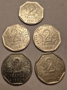 5 monet 2 franki Francja 1981-1998