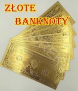 Złote Banknoty 24 k-1,2,5,10,20,50,100 Dolar EURO