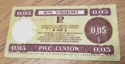 Bon Towarowy Pekao 5 centów 1979r Polska PRL
