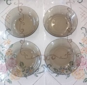 Zestaw 4 talerzy dymnych ARCOROC France | Szkło hartowane | Vintage