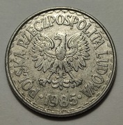 1 zł 1985, double die, podwójne bicie, destrukt