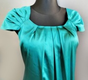 Hallhuber sukienka koktajlowa mini tunika satyna turkus r. S