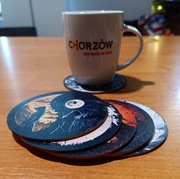 Podkładki pod kubki 6 szt - japoński motyw Samuraj In-yo - drewniane