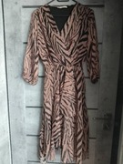 Przepiękna sukienka długa XL zwiewna modna brązowo czarna 