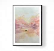 Obraz akwarela dom wnętrze grafika dekoracja salon sztuka