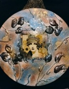 Kolekcja Art Déco 1 portret + 3 mini portrety drewno/gips unikat rękodzieło