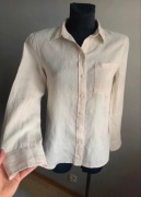 H&M beżowa klasyczna koszula damska Iniana 100 % len L XL XXL 42/44