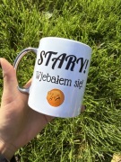 Kubek biały srebrne ucho 330 ml stary będziesz świadkiem