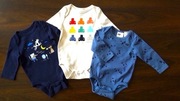 GAP i inne body  __ Bawełniane body długi rękawek roz. 0-3 M na 56/62  3szt