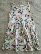 Biała sukienka na ramiączkach w motyle motylki H&M 110 - 116 jak nowa