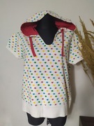 Denim Co Biała bluza z kapturem w gwiazdy Z krótkim rękawem 46 XXXL