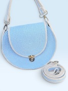 Stylowa torebka handmade – jasnoniebieska, pleciona, na ramię | unikat