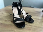 Sandałki na słupku czarne brokatowe rozmiar 38