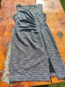 Czarno biała melanż sukienka przed kolano DKNY 42 XL 