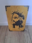 Obraz Chrystus handmade drewniany z lipy+epox 