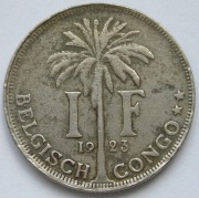 Kongo Belgijskie 1 frank 1923 - król Albert 