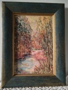 Obraz olejny w ramie, Jesienny pejzaż, sygnowany