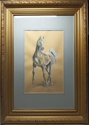 Wojciech Kossak (1856-1942) Akwarela -Koń arabski Marocco