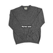 Sweter Jack & Jones 2XL grafitowy v-neck merino bawełna klasyczny premium